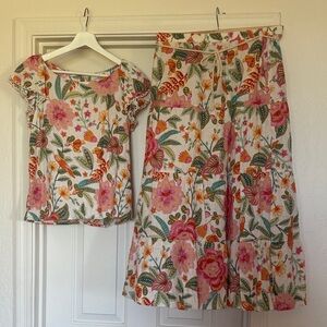 Rachel Zoe Floral Pink and Green Dress Set